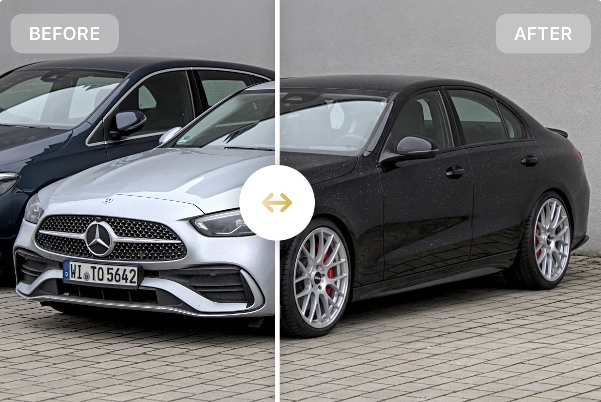 Vehicle customization example - before and after